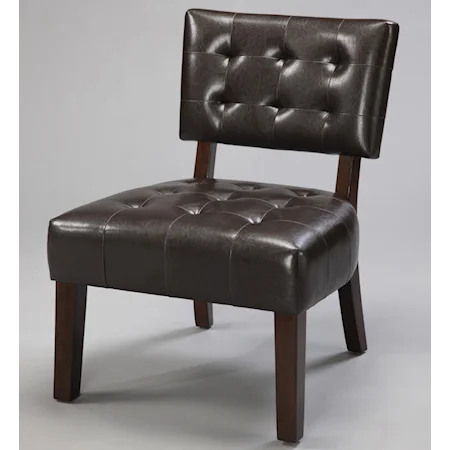 Upholstered Beverly Accent Chair with Exposed Wood & Tufted Back